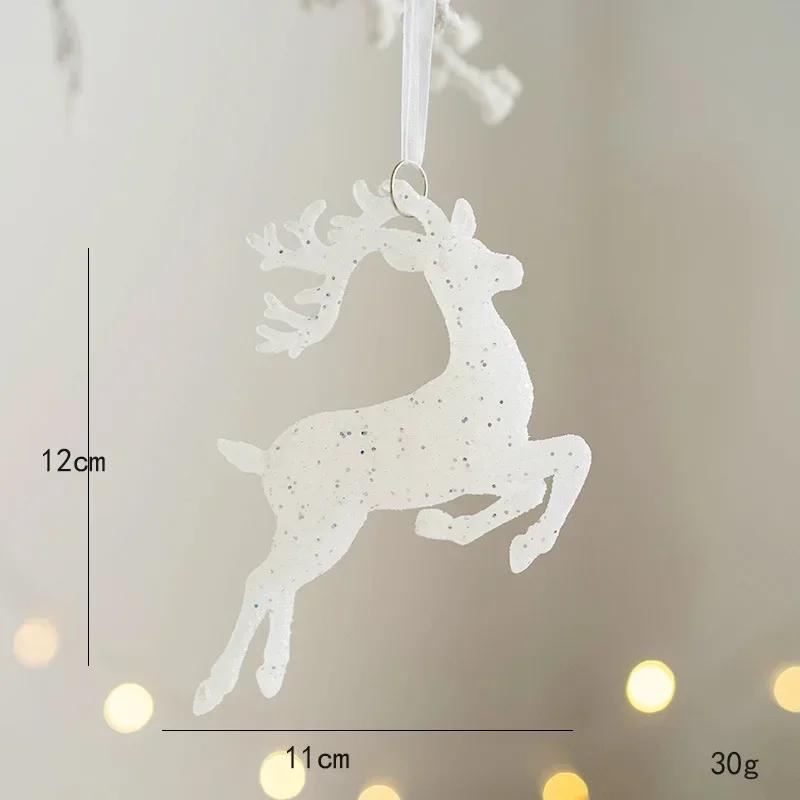 Weihnachtsbaum Hängeanhänger Glitzer Kleiner Weihnachten Hirsch Ornamente Weihnachten Elch Frohe Weihnachten Deko Frohes Neues Jahr 2025 Weißer Hirsch