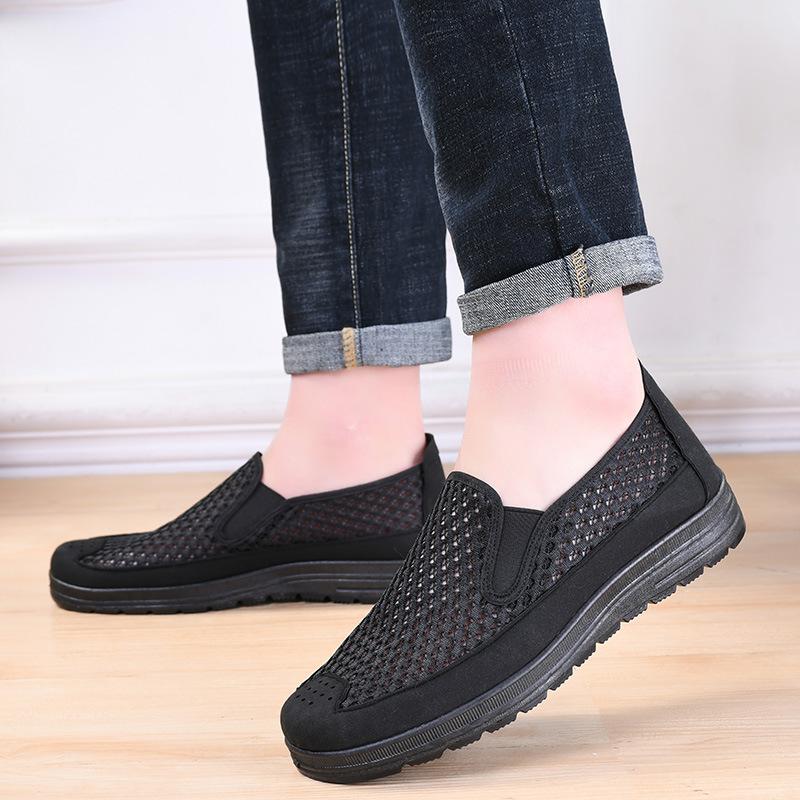 Summer mesh shoes men's old Beijing mesh shoes breathable dad shoes middle and old hollowed casual shoes mesh soft sole work shoes