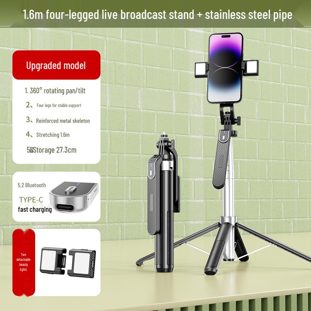 Bluetooth Universal Selfie Stick and Tripod with Anti-Shake Gimbal for Travel and Live Streaming.