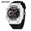 Sanda Sports Waterproof Men's Multifunctional Large Dial Wristwatch with Alarm & Calendar