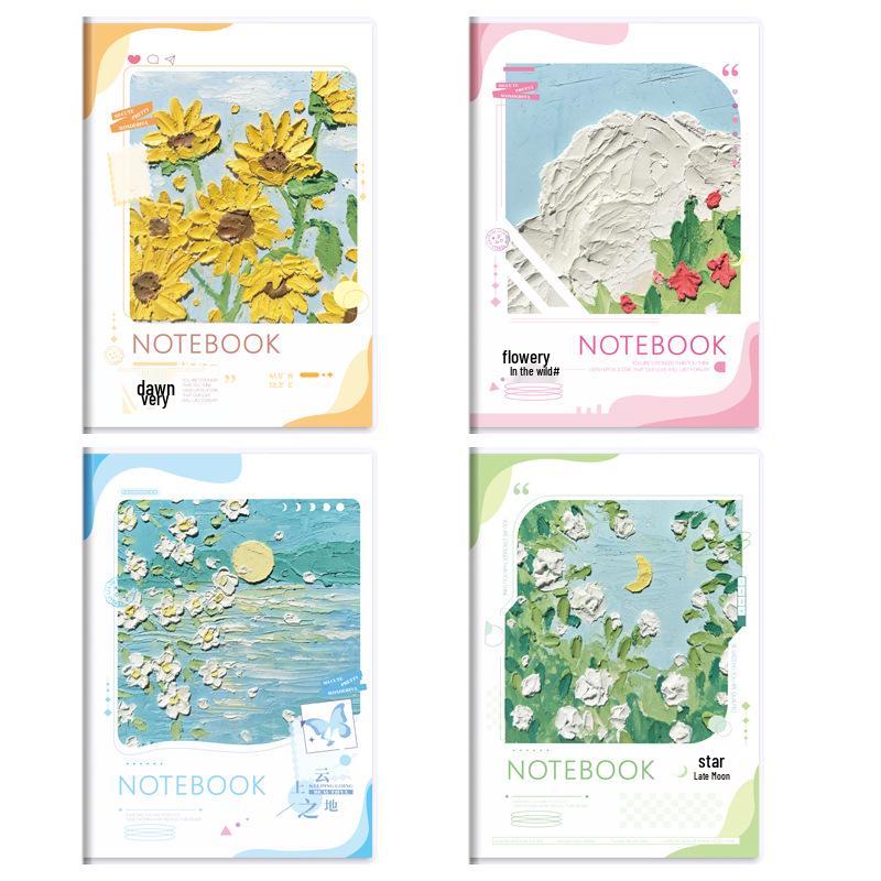 Oil Painting Style A5 Clear Pocket Notebook, Extra Thick for Note Taking – Ideal for Students and Office.