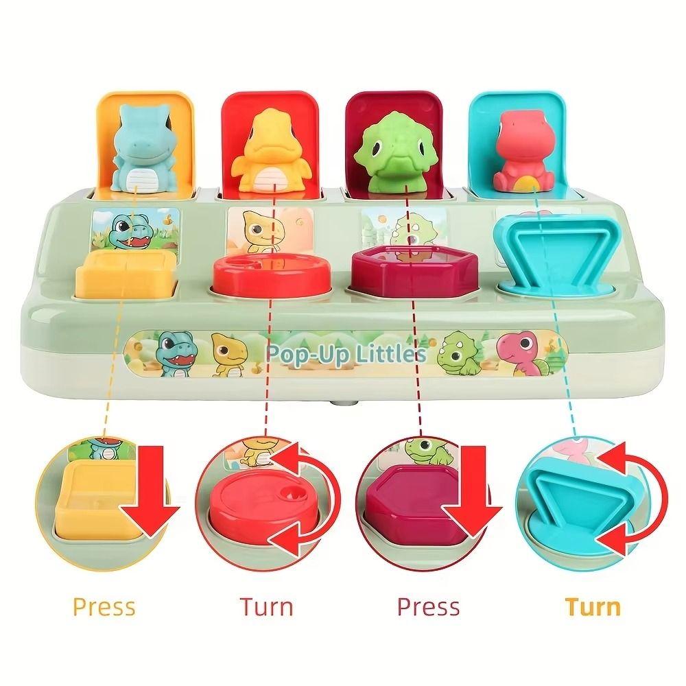 Cartoon Animals Interactive Animal Toy Box Button Activity Pop Up Toy Exercise Baby Fingers