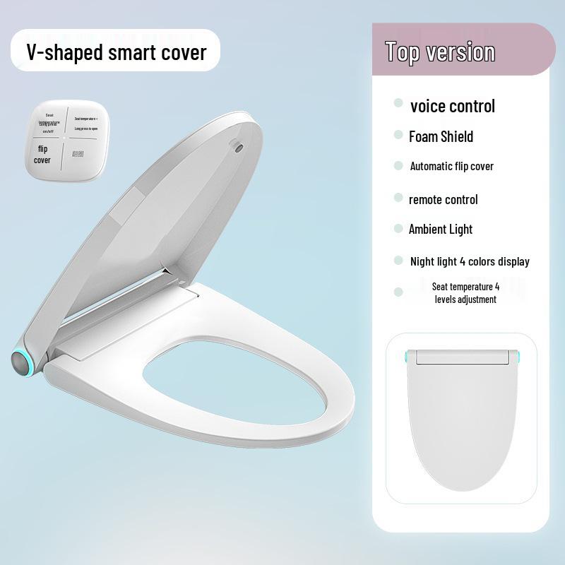 Intelligent Heated Toilet Seat with Automatic Flushing and Night Light - Fits U & V-Shaped Toilets