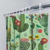 Green Cactus Shower Curtain Floral Print Bathroom Decor Faux Washed Linen Fabric Watercolor Design 72 X 84 Inches For Home Decor