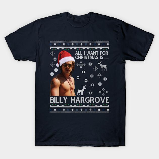 

Men Black Print T-shirt Stranger Things Billy Hargrove Christmas Wish No-Cut Transfer Paper Print Cotton Tshirt M тёмно-синий