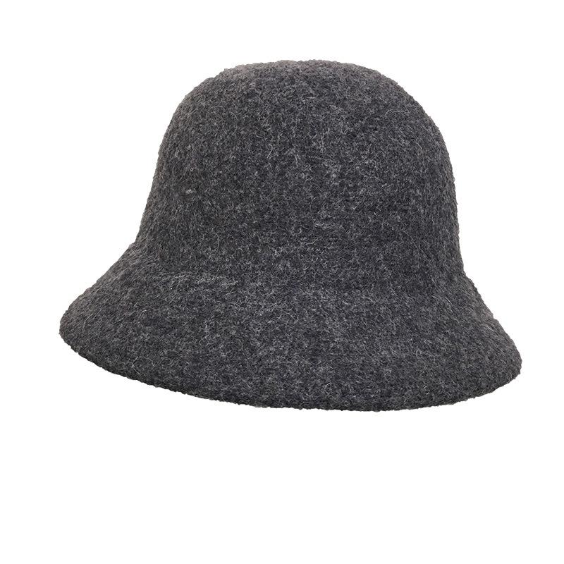 Wool bucket hat autumn and winter women double brim thermal basin hat literary fashion gift hat