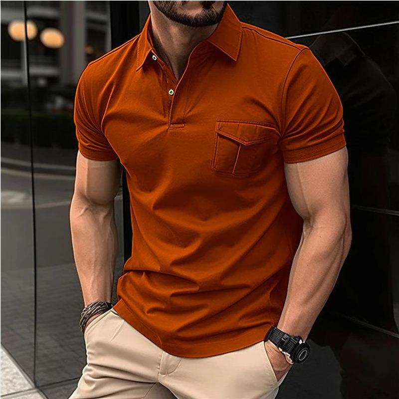 New Men's Polo Shirt with Pocket Men's T-Shirt Sports Short-Sleeved Top