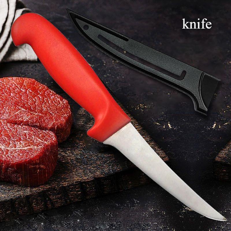 Red Boning Knife Professional Meat Dividing Boning Butcher Meat Slicing Knife Sharp Stainless Steel Compact and Easy To Use Peeling Knife