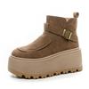 Fashion 8CM Suede Cow Genuine Leather Fashion Women Ankle Booties Spring Shoes Chimney Platform Wedge Winter Warm Plush Autumn Boots