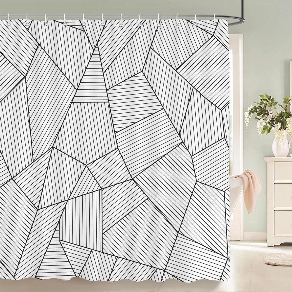 Waterproof Shower Curtains for Bathroom Home Decor Polyester Fabric Shower Curtains Geometric Pattern Multi-size Shower Curtain