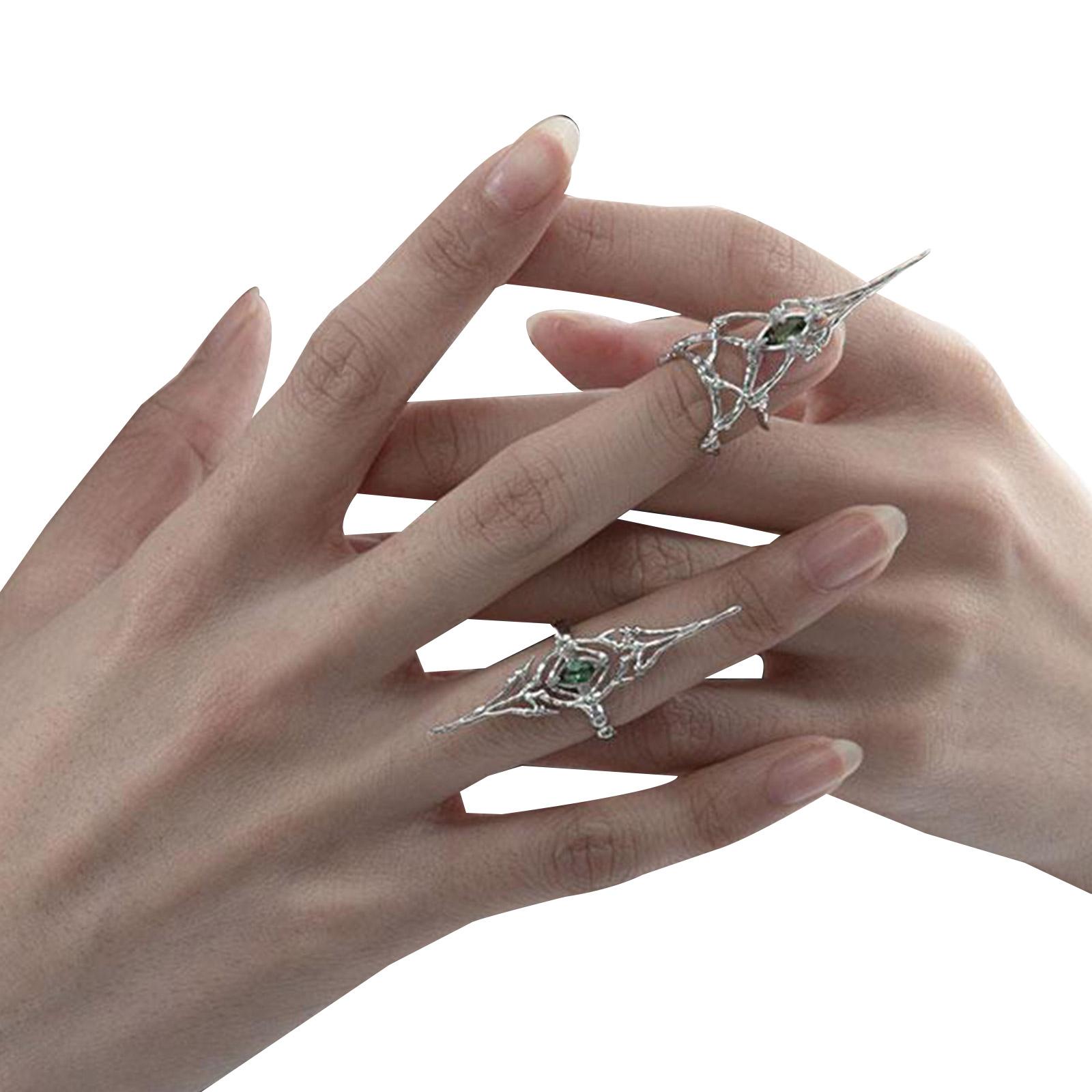 

Набор из 2 уникальных колец с открытым стыком, стильные кольца с шипами и стразами, удобный сплав, модный аксессуар для женщин