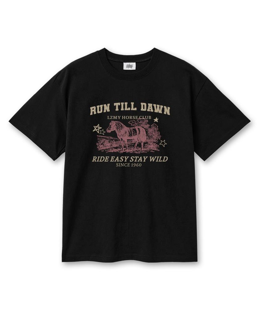 Leijimeli Runtil 20-Count Cotton Oversized Short Sleeve T-Shirt Black