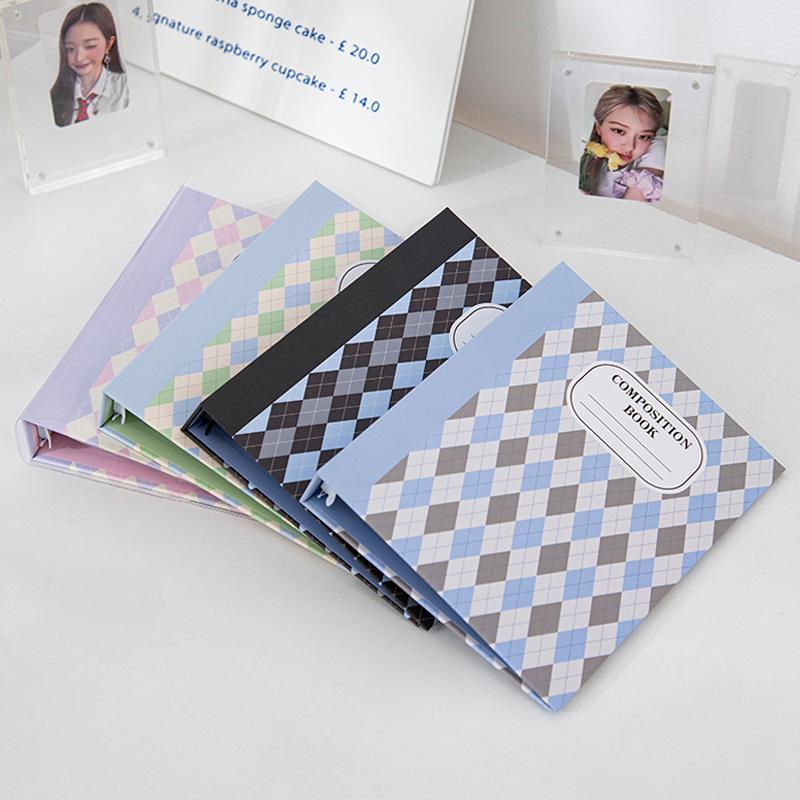 A5 Plaid Pattern Binder Cover Kpop 3 Inch Photo Card Album Idol Picture Poka Scrapbook Storage Book Replace Inner Pages Supplies