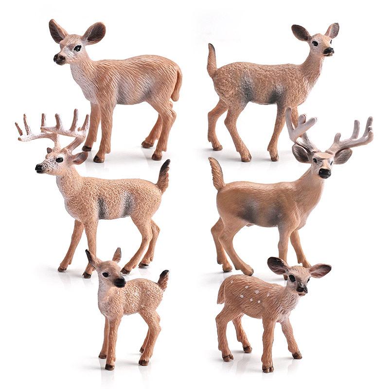 Simulated Christmas Reindeer and White-Tailed Deer Ornament Set