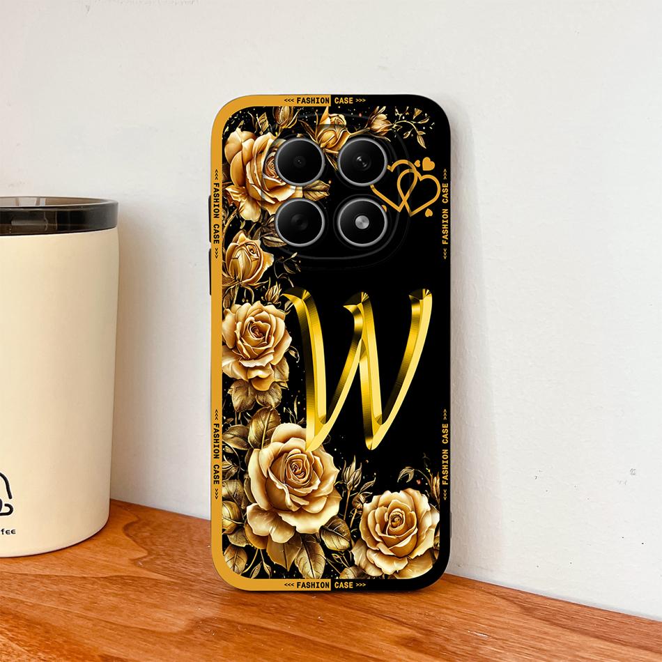 Case For Poco M8 Pro / Poco M5 M5S Fashion Rose Letters Soft Liquid Silicone Phone Shell For Poco M 8 M 5 Lightweight Funda