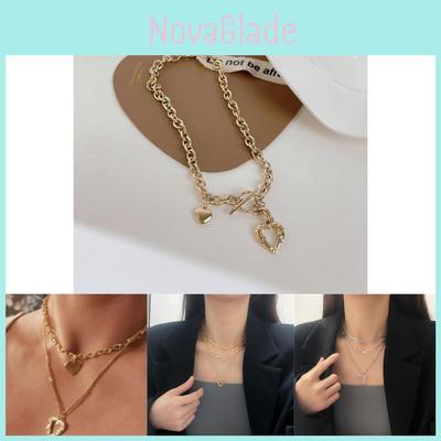 Elegant Multi-layer Heart And Angel Wings Pendant Necklace For Trendy Women Fashion
