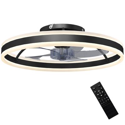 Ceiling Fan with Light, Remote Control, 50 Cm, 6 Speeds, Black
