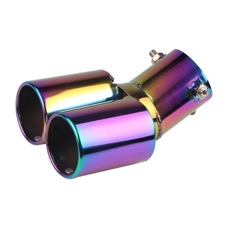 Automobile Tail Dual Outlet Exhaust Tip Stainless Steel Slant Rolled Edge Auto Muffler Modified Universal Car Exterior Supplies