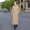 High Quality Fashion Autumn Witner Women's X-long Hooded Winter Down Parka Ladies Warm Slim Split Jacket Coat Female