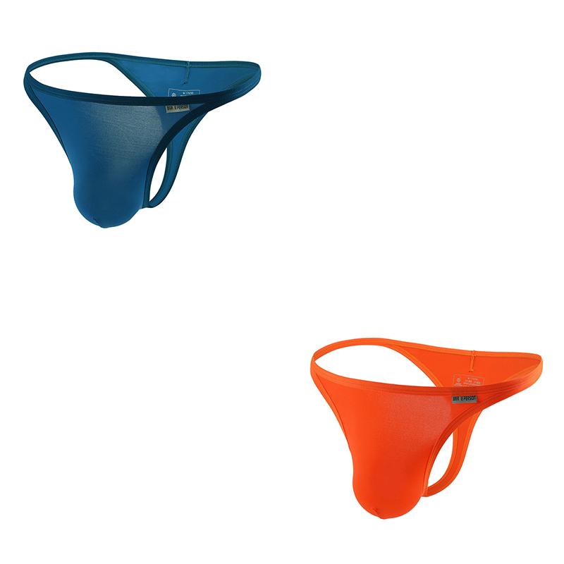 2Pcs/Lot Sexy Low-rise Men's Thongs Solid Color Ultra Soft T-Back Briefs Naked Feel Comfortable Breathable Underwear