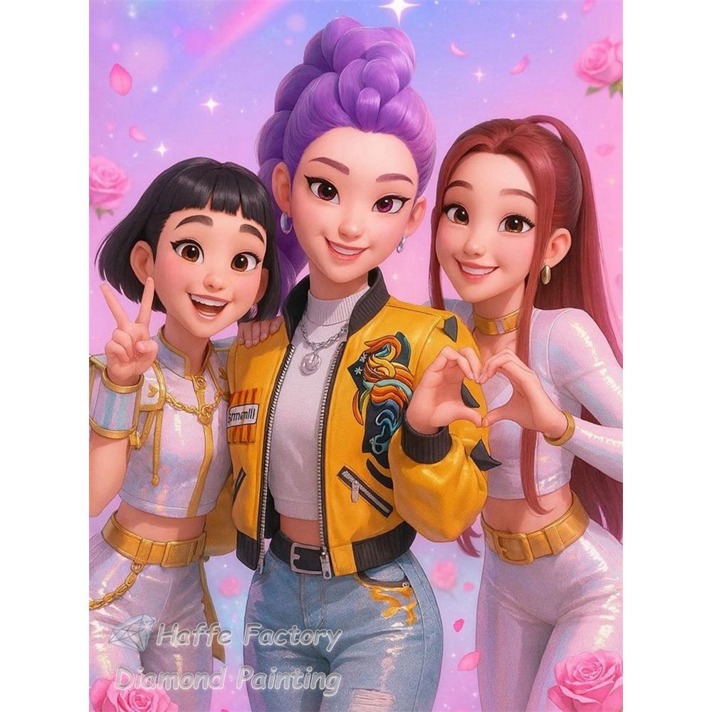 Kpop Łowcy Demonów Anime Malowanie Diamentowe 5d DIY Rumi Mira Zoey Kreskówkowa Dziewczyna Wzór Haftu Krzyżykowego Mozaika Dekoracja Domu