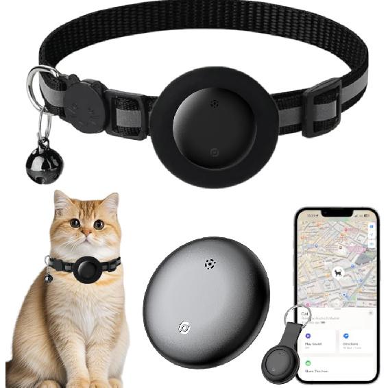 Cat Tracker Collar, Cat Collar with Finder Tag (iOS ONLY), Compatible with Apple Find My, No Monthly Fee, Cat Collar Waterproof (Pink)