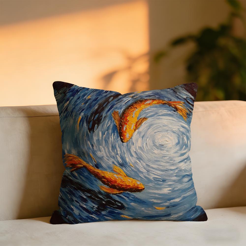Van Goghs Works Cushion Cover Cozy Velvet Throw PillowSoft Warm Cushion For Sofa Bed