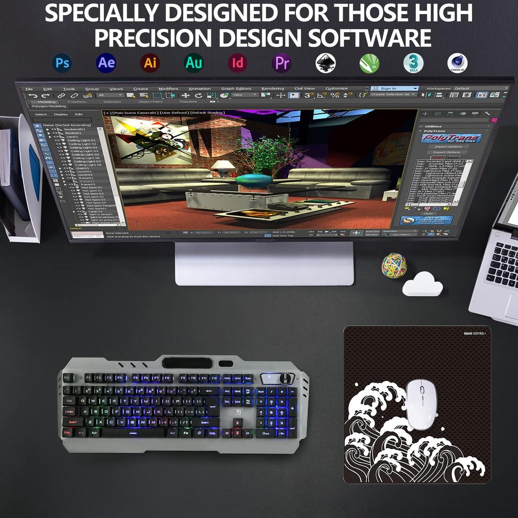 X-Raypad Aqua Control Plus Wave Night - XXL (900x400x4mm) Cloth Gaming Mouse Pad, Official Japanese Distributor Warranty