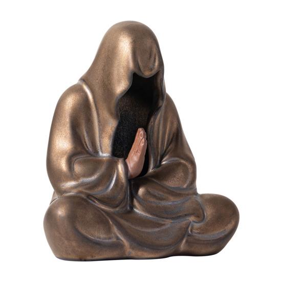 Sedící soška Buddhy Čajový mazlíček Keramická beztvářá zenová figurka Ručně vyráběná čajová souprava Kung Fu Dekor Feng Shui pro domov, kancelář, meditační stůl, ozdoba