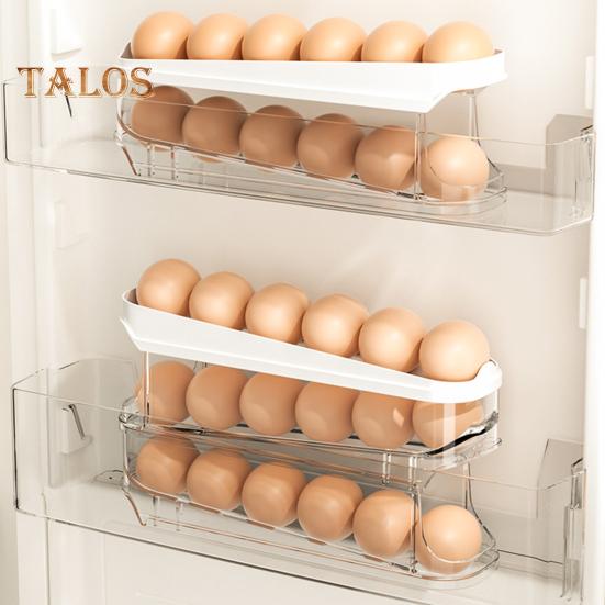 Stojan na vejce do lednice Velká kapacita Průhledný design Vícevrstvý Automatické rolování Organizér na vejce do lednice