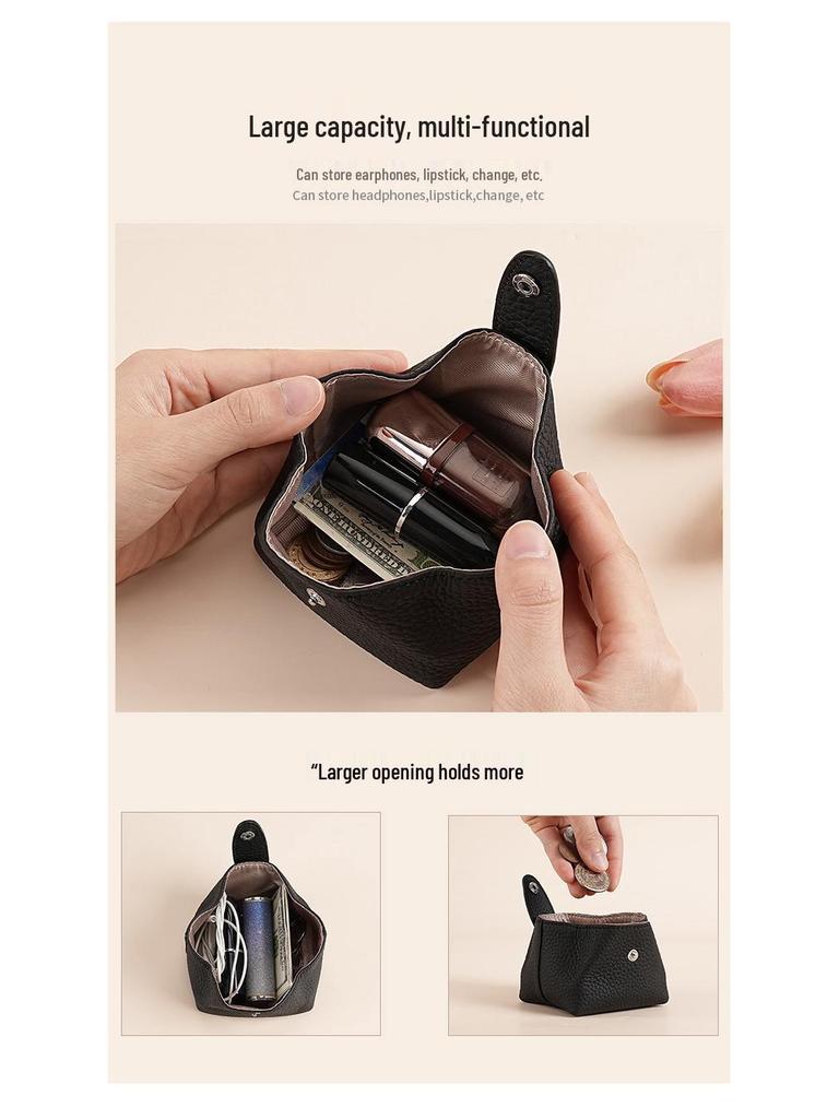 Dámská peněženka na mince a sluchátka z pravé kůže: Měkké, stylové úložiště na drobné, rtěnku a další.