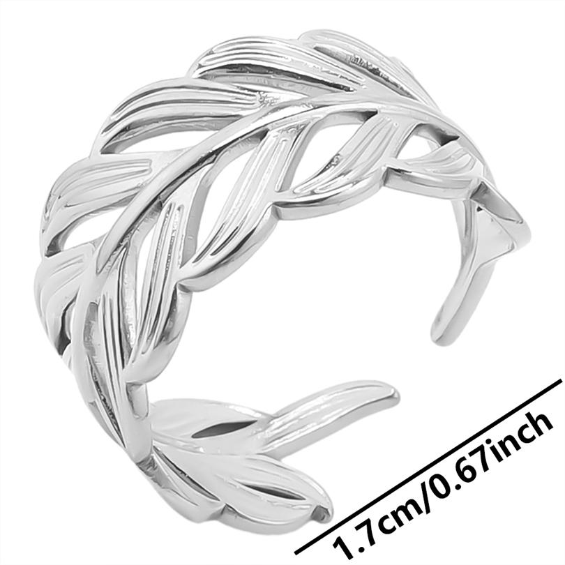 Punk Male Jewelry Mushroom Bone Moon Star Ring Stainless Steel Adjustable Rings For Women Men Accessories Leaf Finger Bague Gift