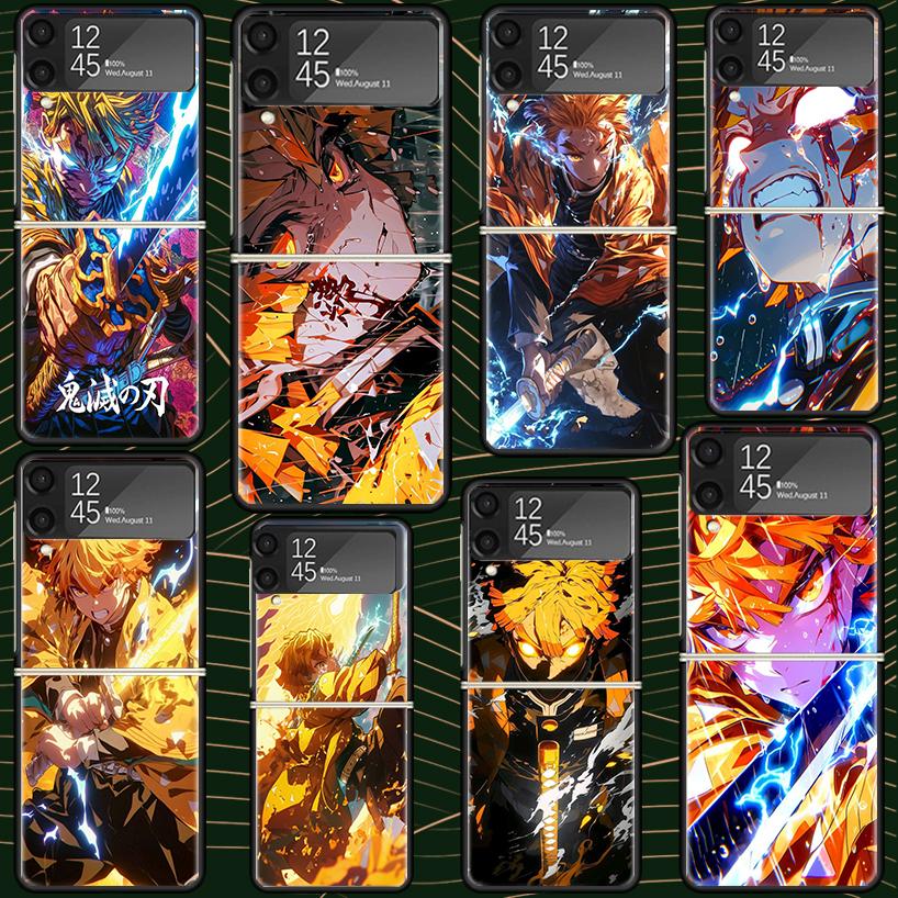 Agatsuma Zenitsu Demon Slayers Case for Samsung Galaxy Z Flip7 Flip6 Flip5 Flip4 Flip3 5G Hard Phone Shell Z Flip 7 6 5 4 3 Blac