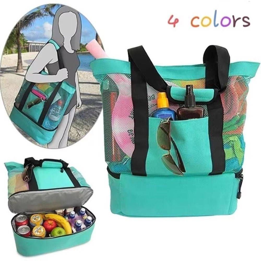 

Heat Preservation Picnic Beach Bags Clear Shoulder Bag Portable Thermal Cooler Bag for Women чорний