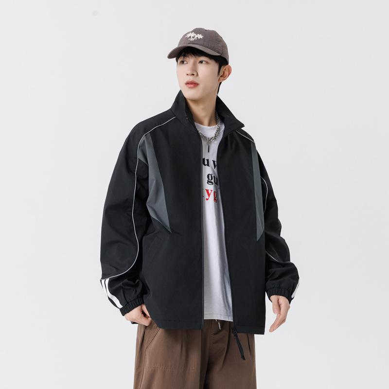 

Spring and Autumn Casual Standing Collar Jacket Men s Oxford Fabric Waterproof Versatile Shock Clothes New Style 5XL