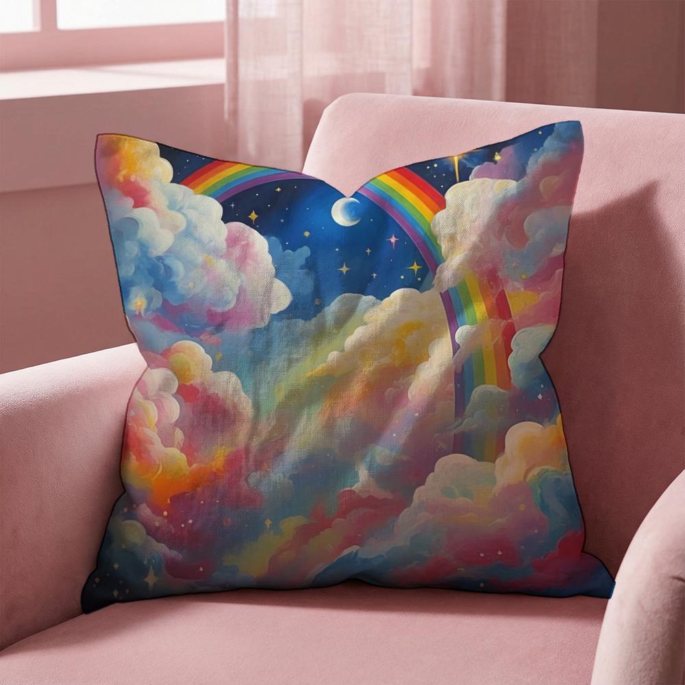 R-Rainbow THEME Cushion Cover Multi-Scene Pillow Cover for Home & Car - Reversible, Soft & Durable for Daily Use