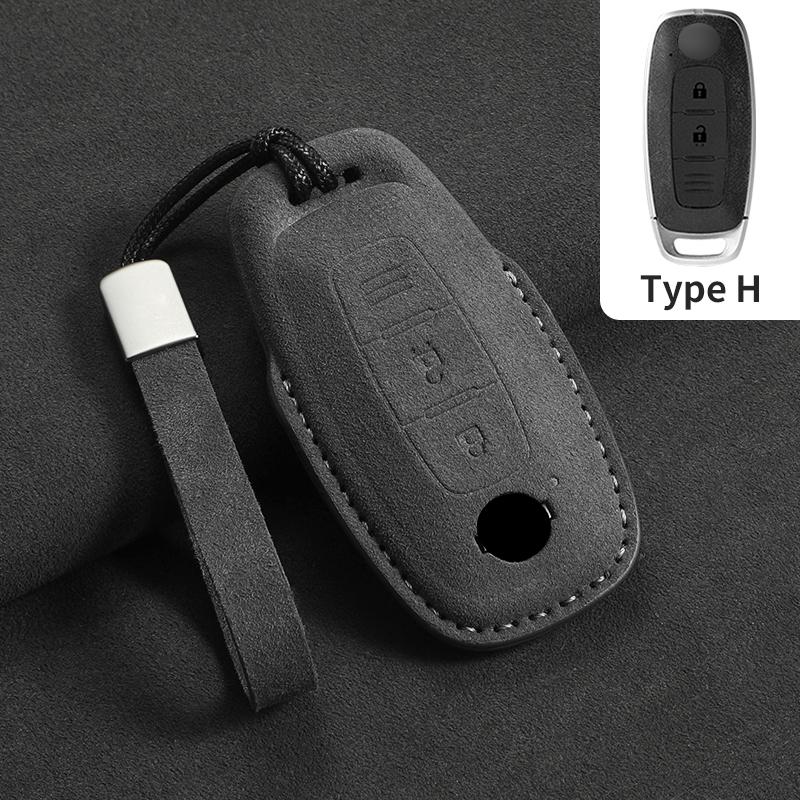Suede Car Remote Key Case Cover Shell For Nissan Altima Maxima Rogue Armada Pathfinder Versa 3/4 Buttons Leather Car Key Bag