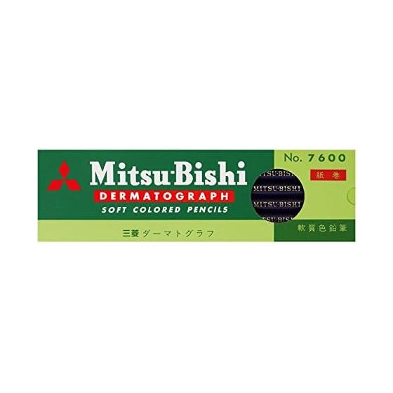 Mitsubishi Pencil Oil-Based Dermatograph Colored Pencil No. 7600 Indigo 1 Dozen K7600.10 for Glass, Metal, Plastic