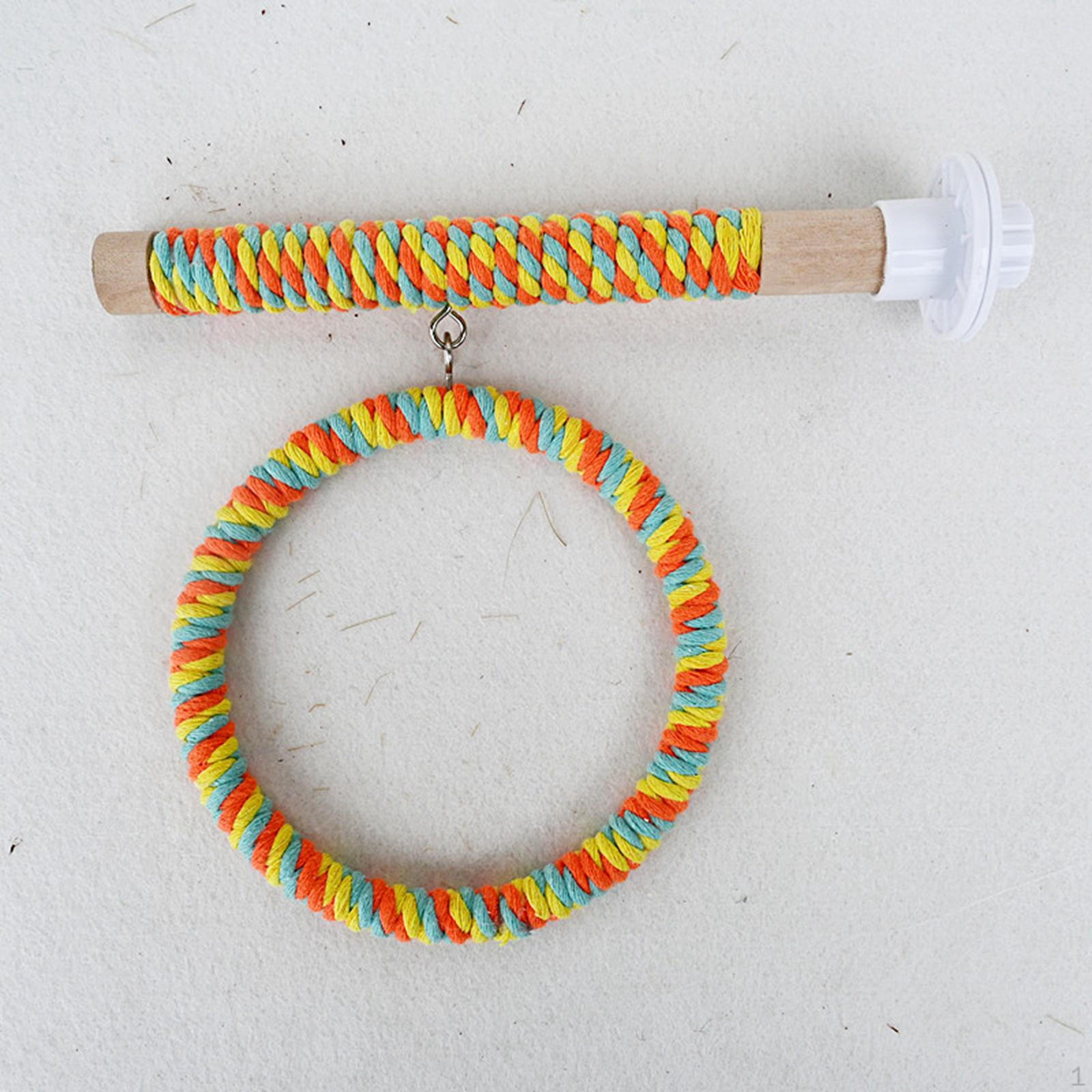 

Hammock Playstand with Wooden Perch And Chewing Toy for Blue Crowned Conures Yellow Orange