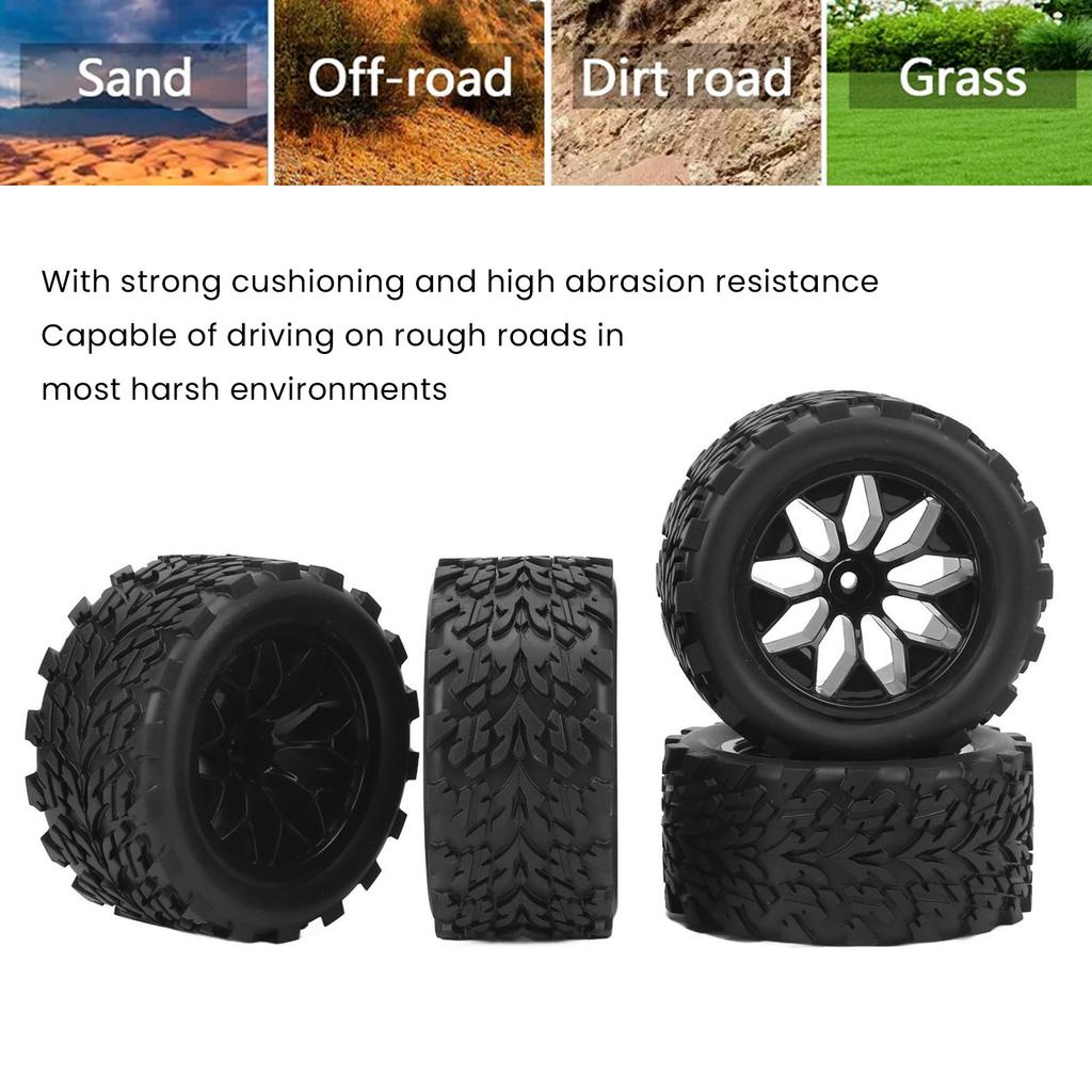 4PCS RC Car Wheels and Tires RC Rubber Tires Replacament for Traxxas 1/10 Remote Control Cars