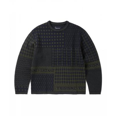 BLock Knit L S Top Navy