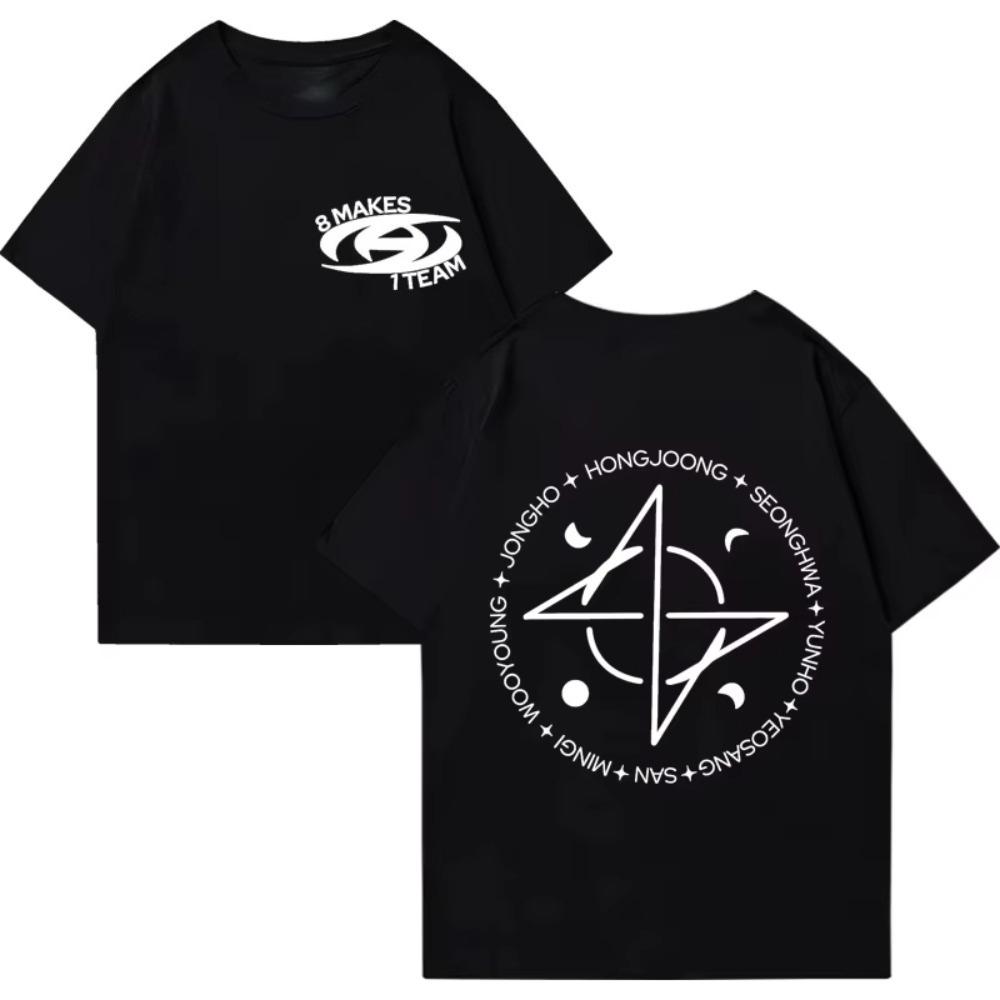 Kpop ATEEZ 8 Makes 1 Team Graphics T-Shirt 2025 Men's and Women's Vintage Top Summer 100% Cotton Short Sleeve T-Shirt