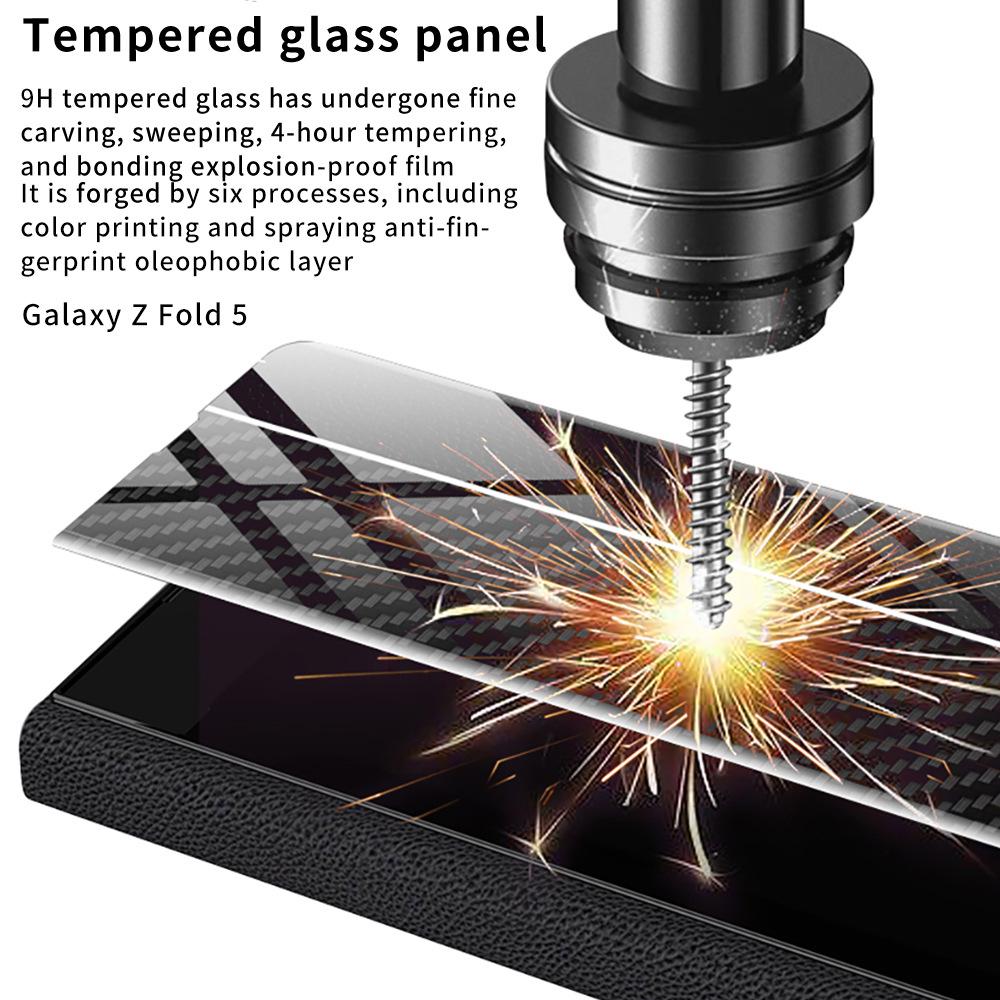 Samsung Z Fold5 Cross-border Leather Flip Cover with Painted Design - 5G Protective Case