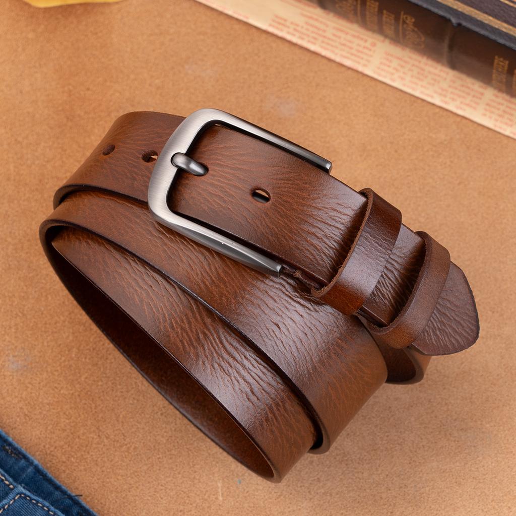 Belt First Layer Cowhide Genuine Leather Versatile Tree Paste Leather Pin Buckle Retro Belt Middle-Aged And Young Men'S Belt