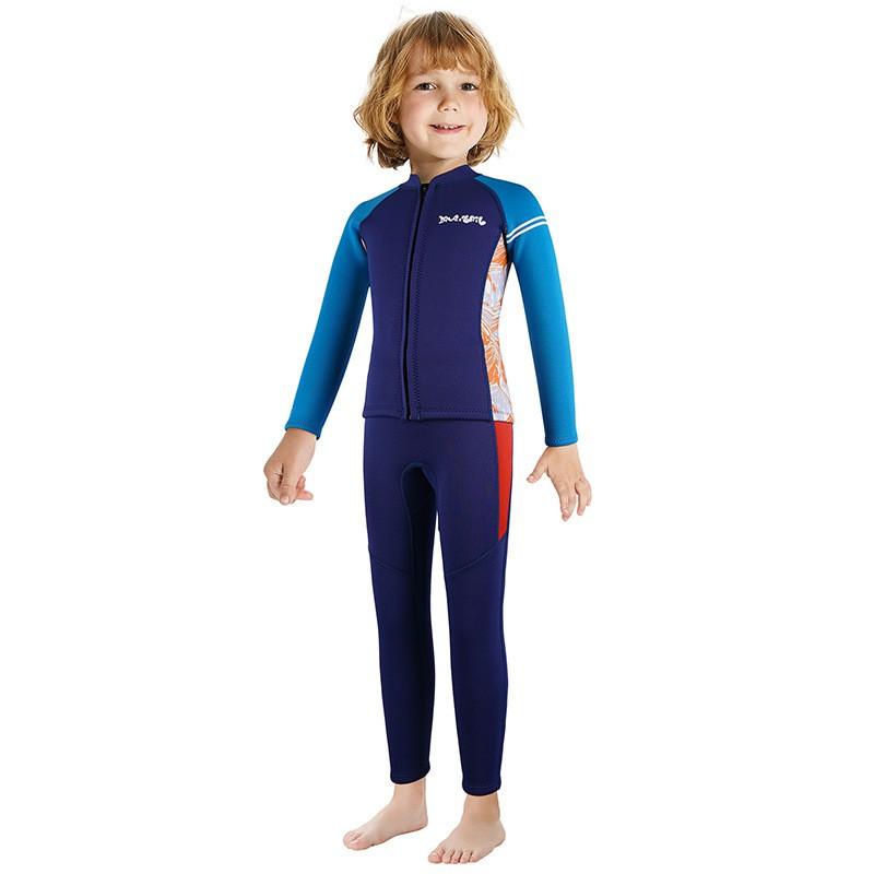 2.5mm Kids Neoprene Wetsuit Set Diving Snorkeling Winter Swimming Boys Long Sleeve Pants Thermal Protection