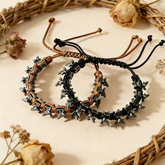 Men's Punk Dragon Alloy Woven Bracelet - Adjustable Size