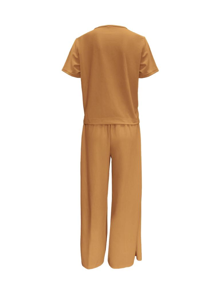 Plus Size Casual Short Sleeve Sportswear Set - Spring/Summer Fashion