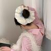 Korean Version, Oversized, Blue Striped Headband, High-end Feel, Ballet Style, Satin Headband with Meatballs, Versatile Headband