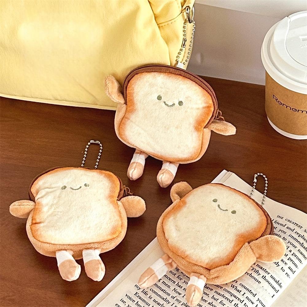 Cute Toast Shaped Plush Coin Purse, Can Store Headphones, Data Cables, and Can Also Be Used As A Keychain Pendant