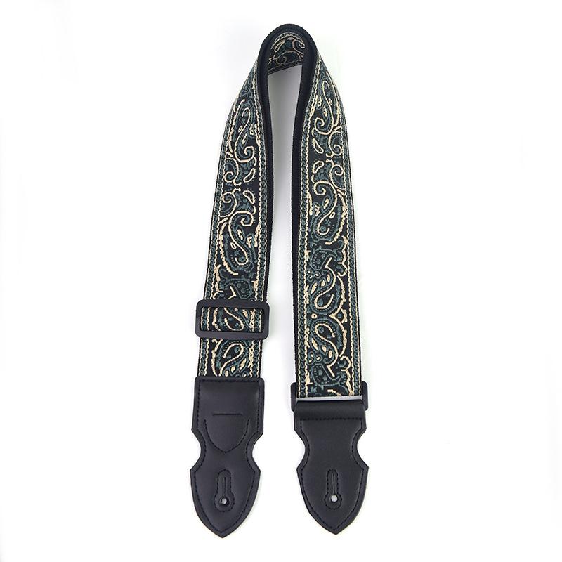 Adjustable Guitar Strap Embroidered Print Ethnic Style Guitar Strap For Folk Electric Guitar Bass Ukulele Guitar Accessories